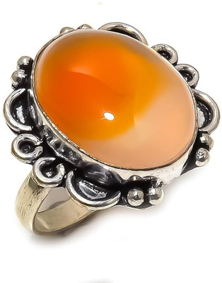 Krishnaimpex Metal Agate Silver Plated Ring