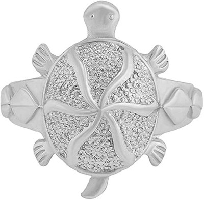 morir Silver Plated Vaastu Fengshui Kachua Tortoise Turtle Shape Good Luck Charm Finger Ring for Men/Women Brass Silver Plated Ring