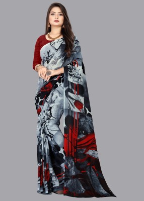 kashvi sarees Printed Daily Wear Georgette Saree(Grey)