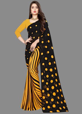 Anand Sarees Polka Print Daily Wear Georgette Saree(Black)