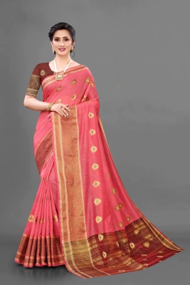 Varni Enterprise Woven Bollywood Cotton Blend Saree(Pink)