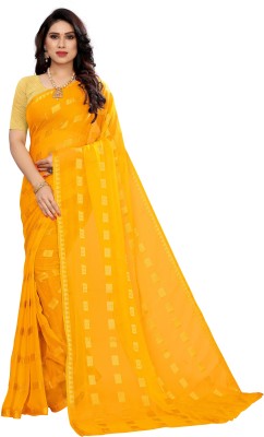 FABMORA Self Design Daily Wear Chiffon Saree(Yellow)