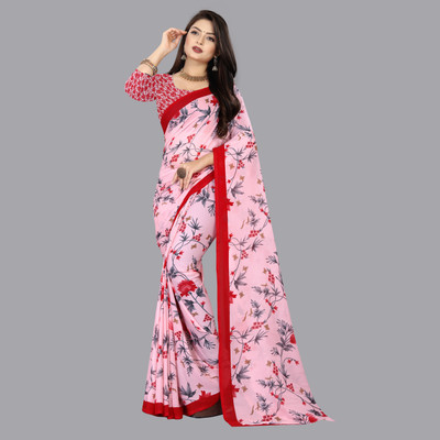 Anand Sarees Printed, Floral Print Daily Wear Georgette Saree(Pink)
