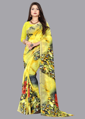 Anand Sarees Printed Daily Wear Georgette Saree(Yellow)