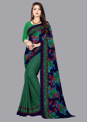 kashvi sarees Printed Daily Wear Georgette Saree(Dark Blue)