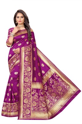 GODAVARI TEXTILES SURAT Woven Banarasi Silk Blend Saree(Purple)