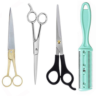 MGP FASHION Personal Care Tools Home And Professional Beauty Makeup Hair Blade Multi-Functional Hair Cut Scissor/Razor Comb Grooming Cutting Parlour Barber Salon Easy Grip for Men Women Kids and Hair Trimming Thinning All Purpose Scissors Hairdressing & Styling Tool Scissors(Set of 4, Silver) MGP FASHION Personal Care Tools Home And Professional Beauty Makeup Hair Blade Multi-Functional Hair Cut Scissor/Razor Comb Grooming Cutting Parlour Barber Salon Easy Grip for Men Women Kids and Hair Trimming Thinning All Purpose Scissors Hairdressing & Styling Tool Scissors(Set of 4, Silver)