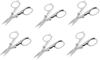 SBTs Hair Trimming Folding Scissor For Home, Office And Travelling Use 6 ;g]e4defwefd Scissors(Set of 6, Silver)