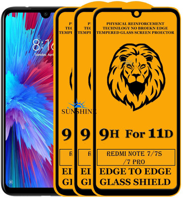 SUNSHINE Tempered Glass Guard for Edge To Edge Tempered Glass for REDMI NOTE 7S(Pack of 3)
