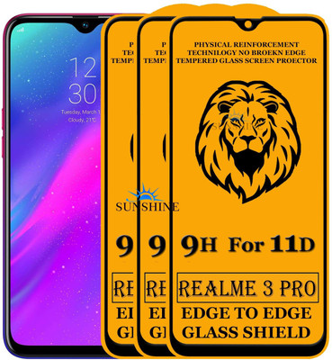 SUNSHINE Edge To Edge Tempered Glass for Realme 3 Pro(Pack of 3)