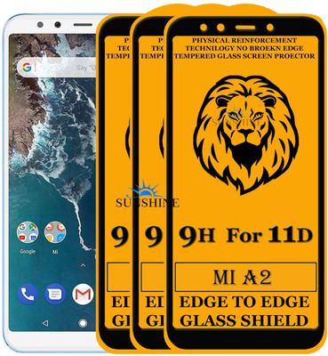 SUNSHINE Tempered Glass Guard for Edge To Edge Tempered Glass for MI A2(Pack of 3)
