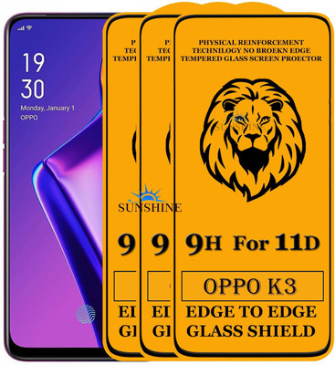SUNSHINE Edge To Edge Tempered Glass for OPPO K3(Pack of 3)