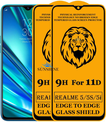SUNSHINE Edge To Edge Tempered Glass for Realme 5S(Pack of 2)