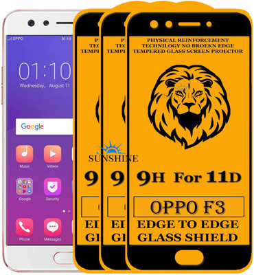 SUNSHINE Edge To Edge Tempered Glass for Oppo F3(Pack of 3)