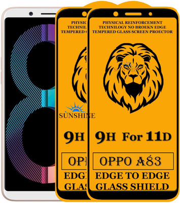SUNSHINE Tempered Glass Guard for Edge to Edge Tempered Glass For - OPPO A83(Pack of 2)