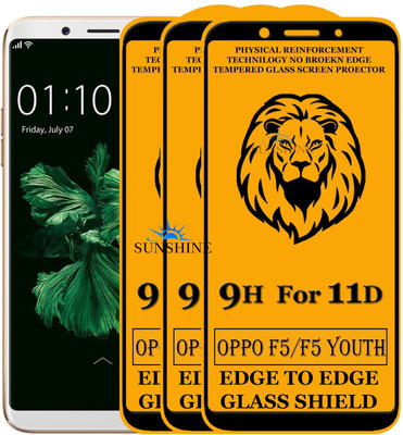 SUNSHINE Edge To Edge Tempered Glass for Oppo F5(Pack of 3)