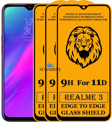 SUNSHINE Tempered Glass Guard for Edge To Edge Tempered Glass for REALME 3(Pack of 3)