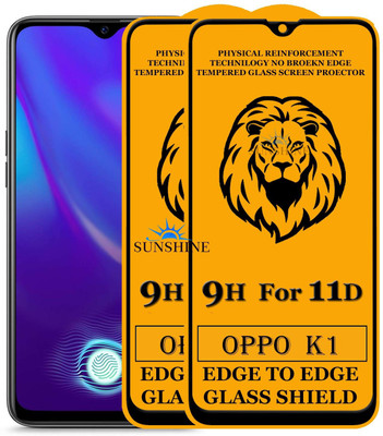 SUNSHINE Tempered Glass Guard for Edge to Edge Tempered Glass For - OPPO K1(Pack of 2)