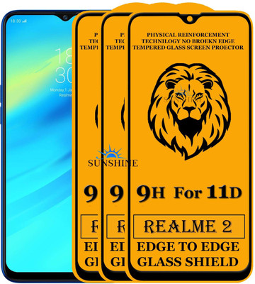SUNSHINE Edge To Edge Tempered Glass for Realme 2(Pack of 3)