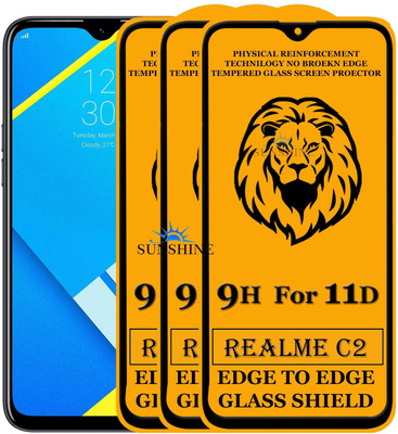 SUNSHINE Edge To Edge Tempered Glass for Realme C2(Pack of 3)