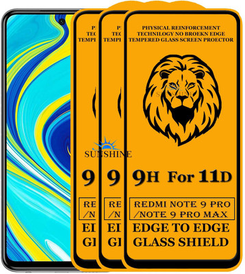 SUNSHINE Edge To Edge Tempered Glass for Redmi Note 9 Pro Max(Pack of 3)
