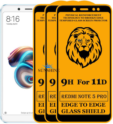 SUNSHINE Edge To Edge Tempered Glass for Mi Redmi Note 5 Pro(Pack of 3)