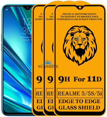SUNSHINE Edge To Edge Tempered Glass for Realme 5S(Pack of 3)