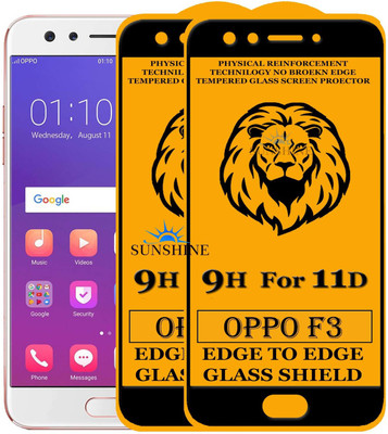 SUNSHINE Edge To Edge Tempered Glass for Oppo F3(Pack of 2)
