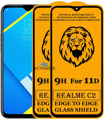 SUNSHINE Edge To Edge Tempered Glass for Realme C2(Pack of 2)