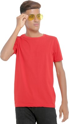 Gentino Solid Men Round Neck Red T-Shirt