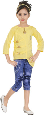 BURBN Girls Casual Top Jeans(Yellow)