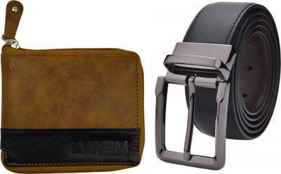 LYREM Wallet & Belt Combo(Tan, Black, Brown)