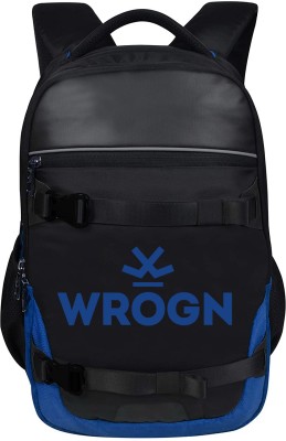 WROGN SKATER 2.0 Unisex with Rain Cover 35 L Laptop Backpack(Black, Blue)