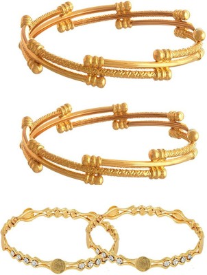 Aazeen Alloy Gold-plated Bangle Set(Pack of 4)