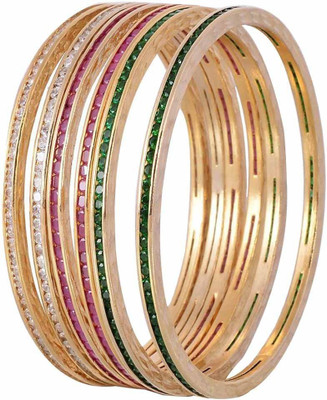 KENNICE Alloy Cubic Zirconia Gold-plated Bangle Set(Pack of 6)