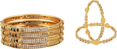 ZENEME Alloy Gold-plated Bangle Set(Pack of 6)