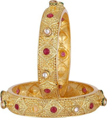 ZENEME Copper Gold-plated Bangle Set(Pack of 2)