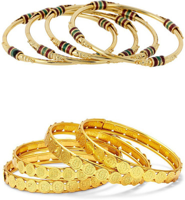ZENEME Alloy Gold-plated Bangle Set(Pack of 8)