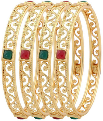 ZENEME Alloy Gold-plated Bangle Set(Pack of 4)
