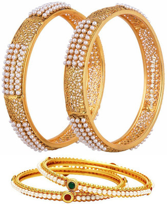 ZENEME Alloy Gold-plated Bangle Set(Pack of 4)