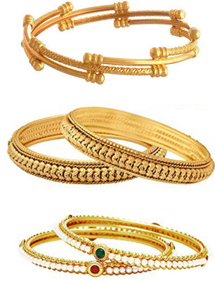 ZENEME Alloy Gold-plated Bangle Set(Pack of 5)