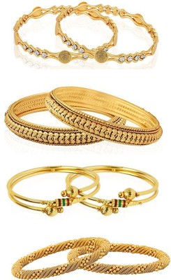 Aazeen Alloy Gold-plated Bangle Set(Pack of 8)