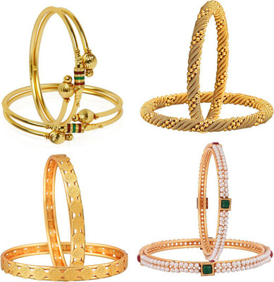 ZENEME Alloy Gold-plated Bangle Set(Pack of 8)