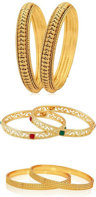 ZENEME Alloy Gold-plated Bangle Set(Pack of 6)