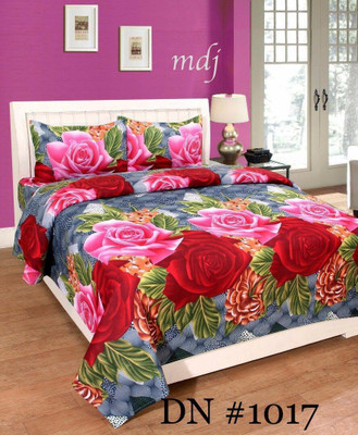 MAHALAXMI CREATIONS 160 TC Microfiber Double Floral Flat Bedsheet(Pack of 1, Multicolor)