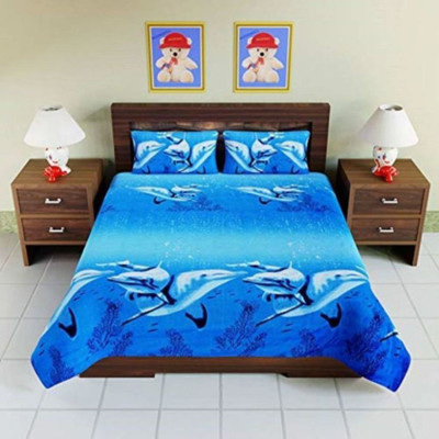 FRSH TEXO FAB 144 TC Microfiber Double 3D Printed Flat Bedsheet(Pack of 1, Multicolor)