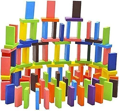 U.R.M. Enterprises Colorful Wooden Domino Set for Kids Colourful Wooden Dominos Toy Colourful Wooden Blocks (100 Pcs ) pack of 1(Multicolor)