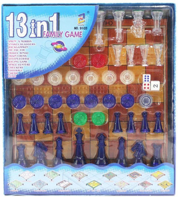 13 in 1 Family Games | Multiplayer Board Games Set Includes Magnetic Chess, Checkers, Tic Tac Toe, Ludo, Snakes and Ladders (Multi Games)(Board Games, for Game)