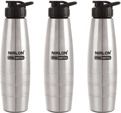 NIRLON STAINLESS STEEL, SILVER COLOUR,SIPPER CAP,WATER BOTTLE 1000 ml Bottle(Pack of 3, Silver, Steel)