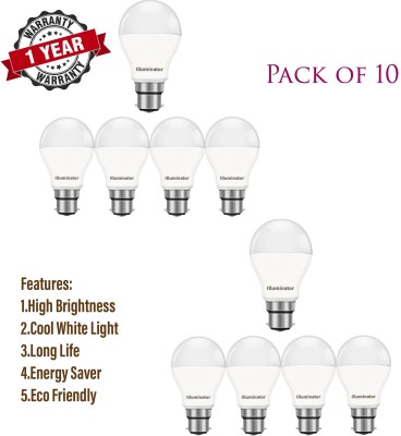 Illuminator 9 W Standard B22 LED Bulb(White, Pack of 10)